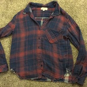 Button down crop ish top